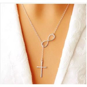 Silver Plated Infinity Cross Necklace